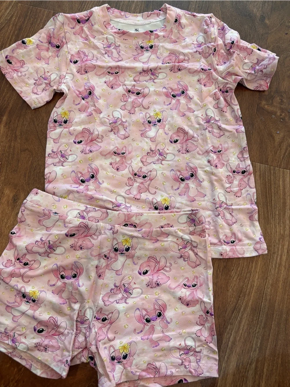 Kids Pink Stitch Disney Print Shortie Bamboo Pajama Set